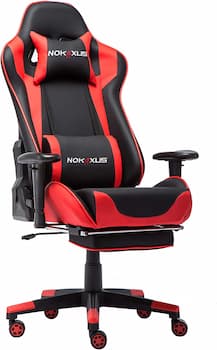 NOKAXUS Gaming Chair Large Size High-Back Ergonomic Racing Seat with Massager Lumbar Support and Retractible Footrest